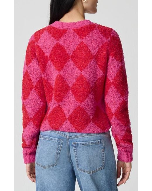 Florence By Mills Red Crop Argyle Chenille Sweater