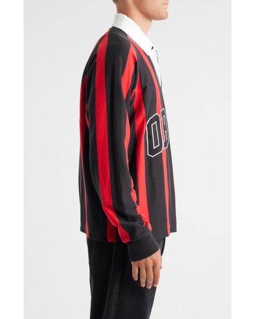 Obey Red Landon Stripe Rugby Shirt for men
