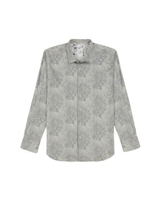 Robert Graham Gray Lexington Floral Stretch Cotton Button-Up Shirt for men