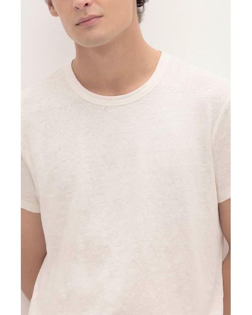 Naked Cashmere White Kyle Linen Crewneck Tee for men