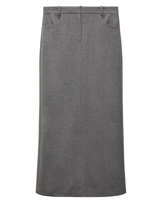 Mango Gray Back Slit Skirt