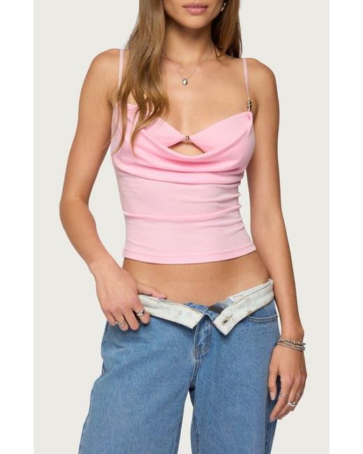 Edikted Red Cowl Neck Halter Crop Top