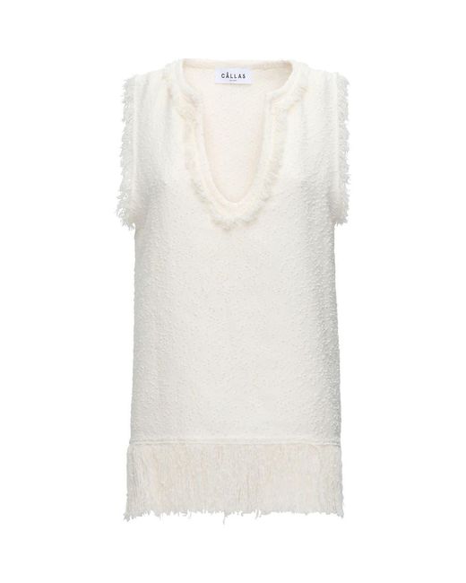 Callas Milano White Comporta Fringe Top