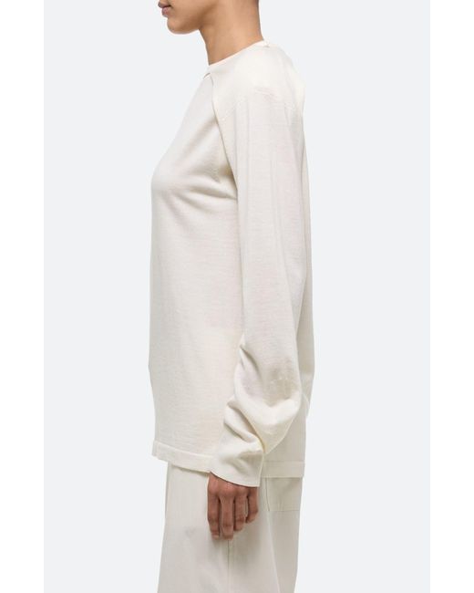 Helmut Lang Natural Crewneck Wool & Silk Sweater & Shrug