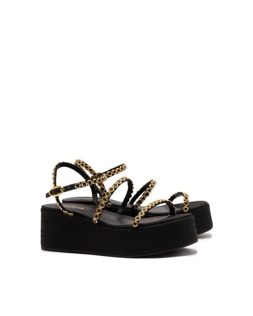 Larroude Black Gio Milanina Flatform Sandal