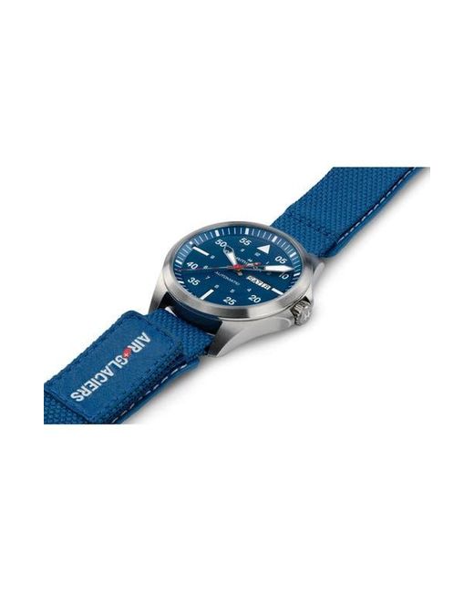 Hamilton Blue Khaki Aviation Pilot Automatic Leather Strap Watch, 42Mm for men