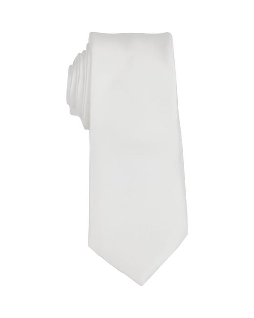 Brooklyn Brigade White Solid Satin Tie for men