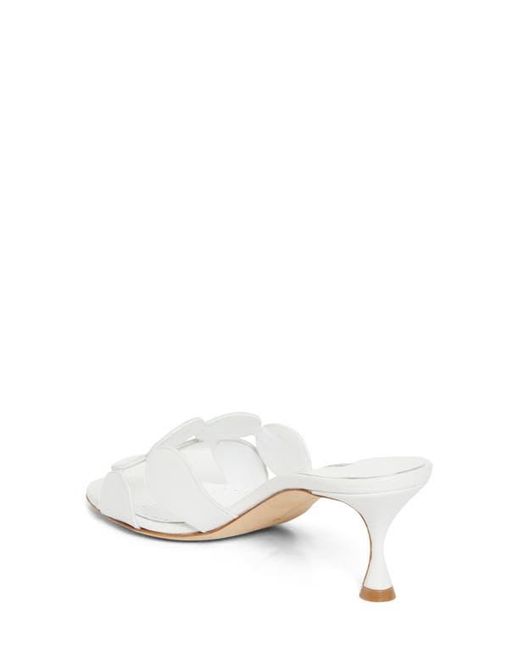 Manolo Blahnik White Haribalmu Kitten Heel Sandal