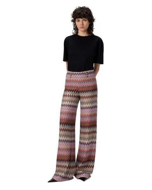 Missoni Brown Flare Pants With Zigzag Pattern