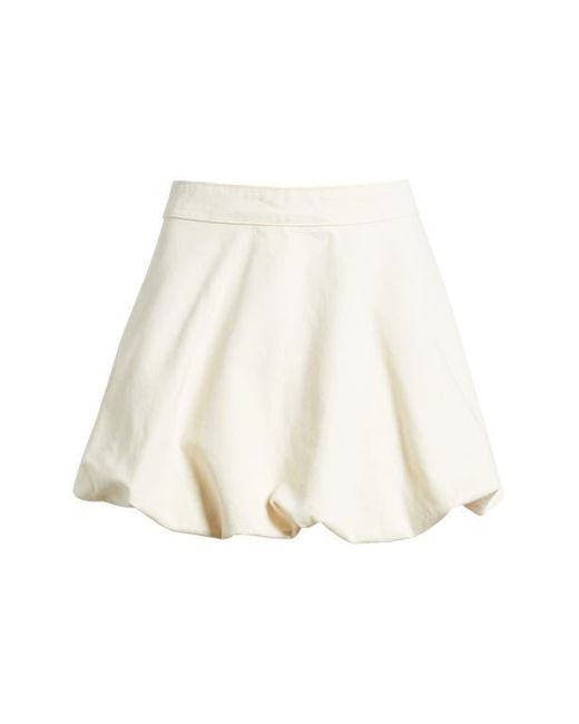Mango White Lila Bubble Hem Denim Miniskirt
