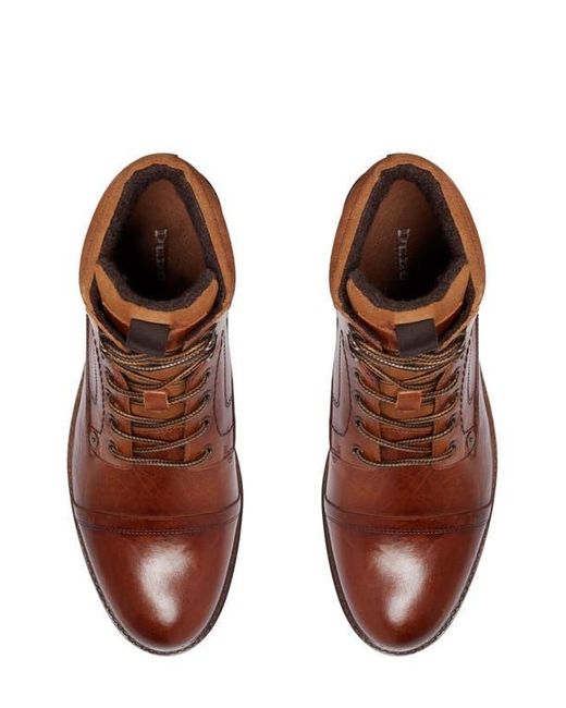 Dune Brown Candor Lace-Up Cap Toe Boot for men