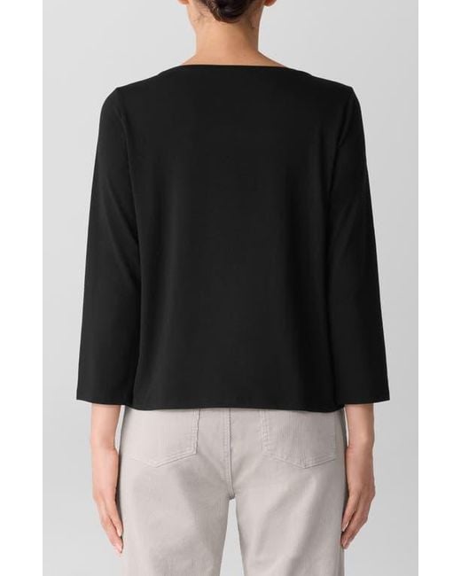 Eileen Fisher Women's Black Scoop Neck Stretch Jersey Shirt