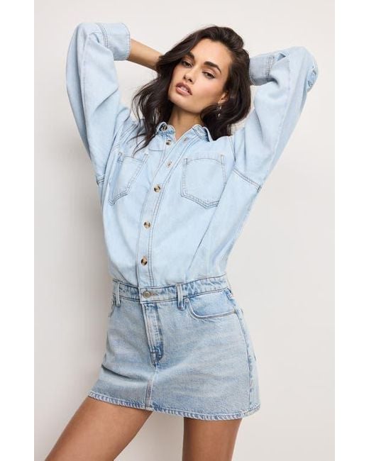 GOOD AMERICAN Blue Denim Shirtdress