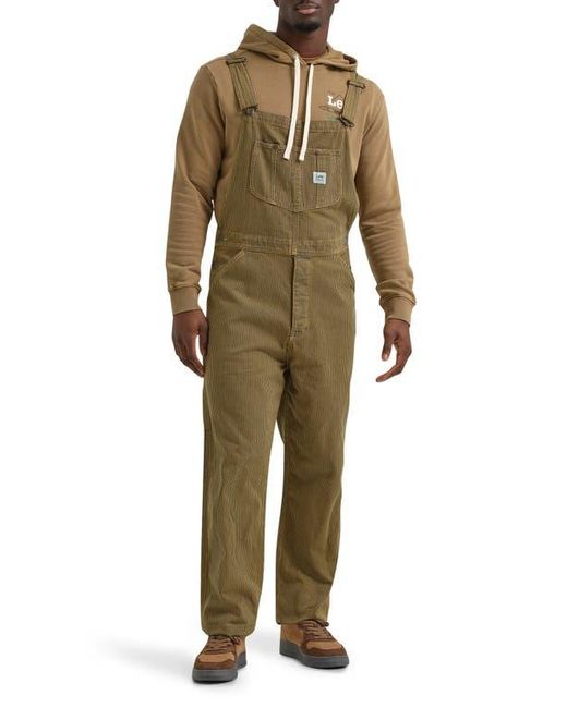 Lee Jeans Green Railroad Stripe Workwear Bib Overalls for men