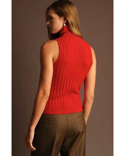 DELUC Red Ben Sleeveless Turtleneck Sweater