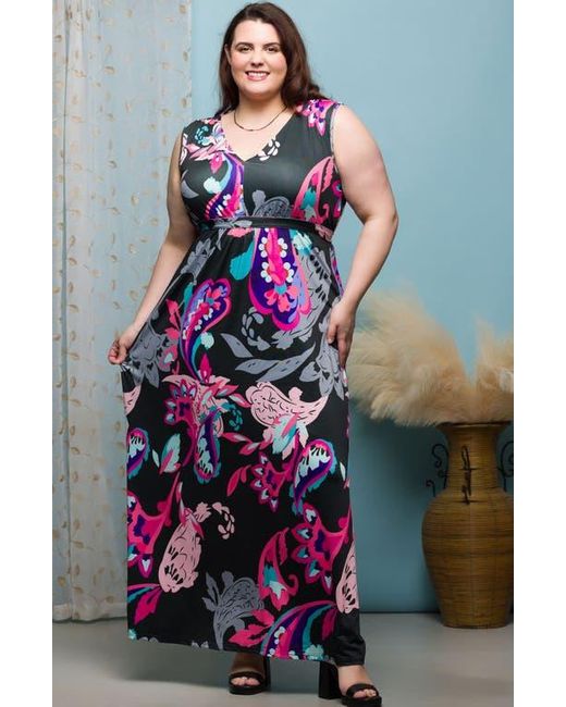 24seven Comfort Apparel White V-Neck Sleeveless Maxi Dress