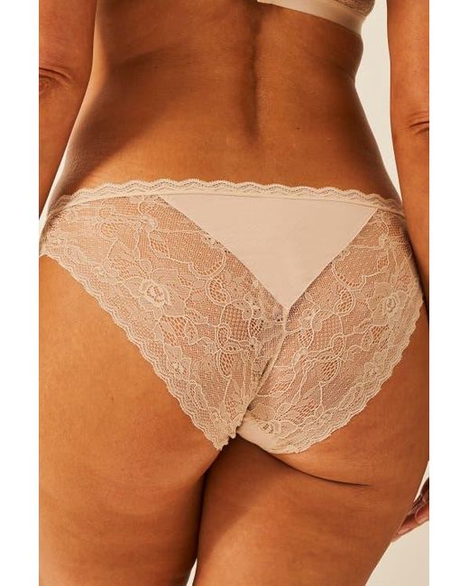 Stripe & Stare Brown Eco Lace Padded Triangle Bra & Original Knicker Set