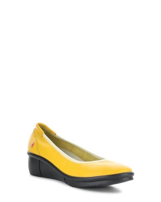 Softinos Yellow Rem Platform Wedge Pump