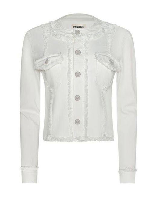 L'Agence White Yarin Fray Jacket