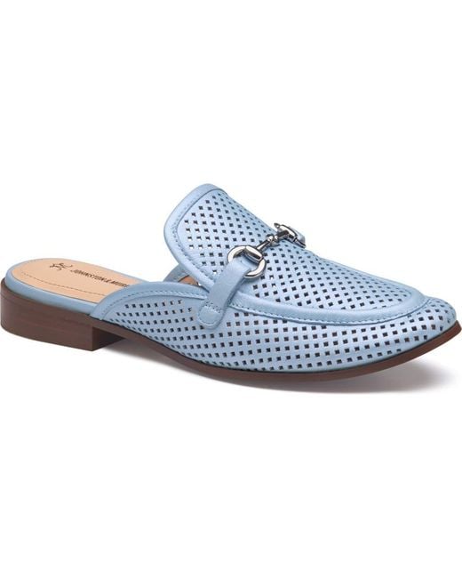 Johnston & Murphy Blue Ali Perforated Bit Mule