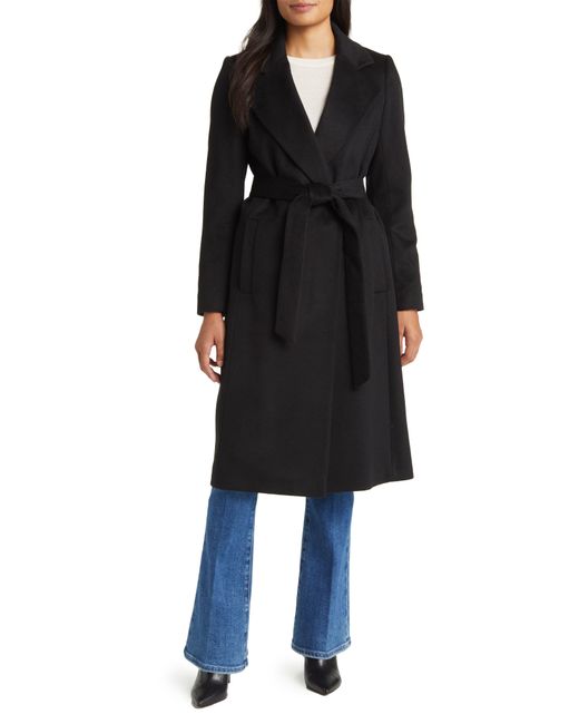 Sam Edelman Black Belted Wool Blend Coat