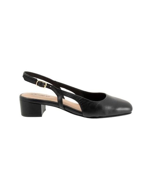 Trotters Black Dottie Slingback Pump