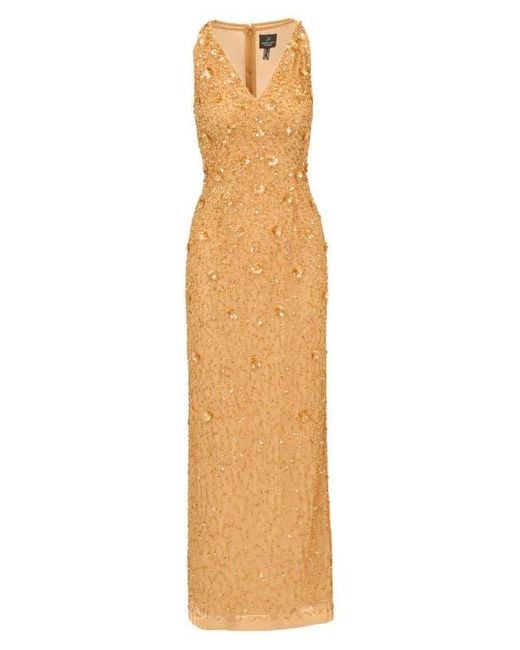 Adrianna Papell Multicolor Beaded Sleeveless Column Gown