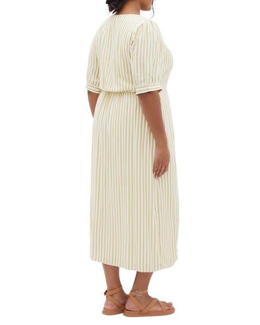 City Chic Natural Charli Stripe Button-Up Midi Dress