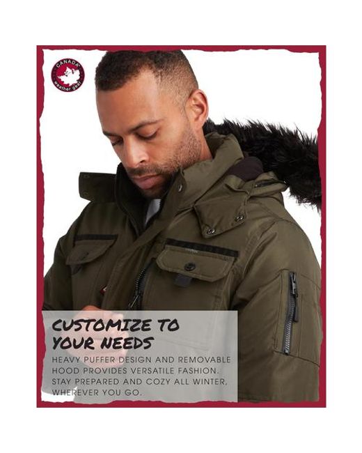 canada weather gear Brown Insulated Puffer Jacket for men