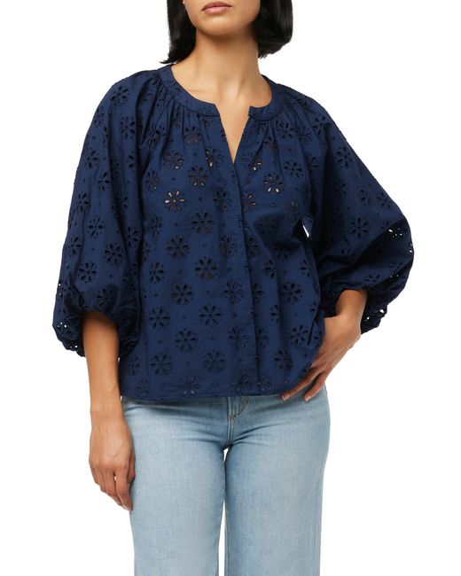 Joe's Jeans Blue The Andie Broderie Anglaise Cotton Button-up Top