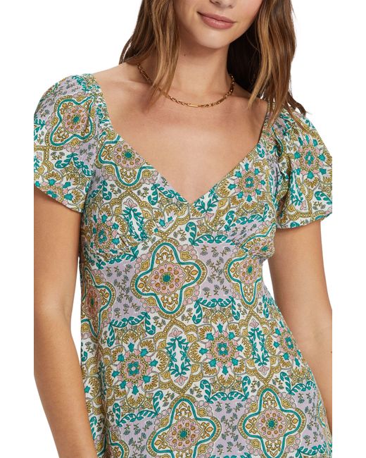 Billabong Green ' Summer Side Collection Summerside Flutter Sleeve Midi Dress