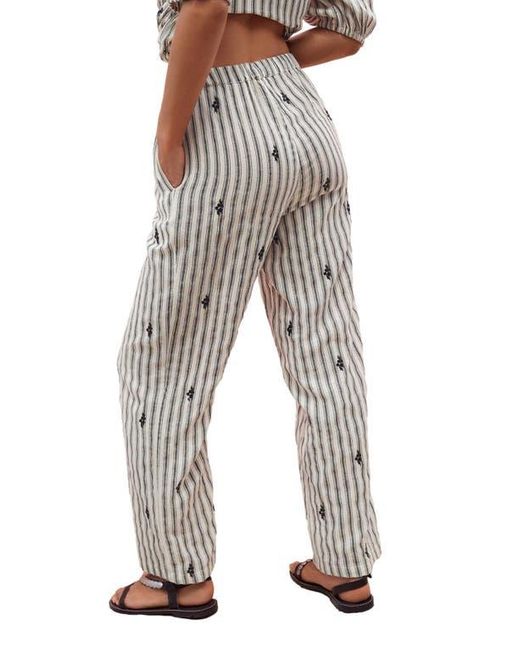 Next Gray Embroidered Cotton Blend Drawstring Pants
