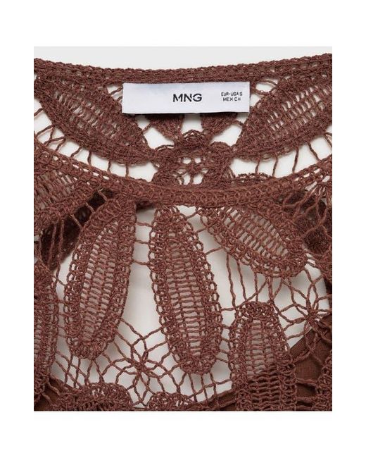Mango Brown Open Back Crochet Tank Dress