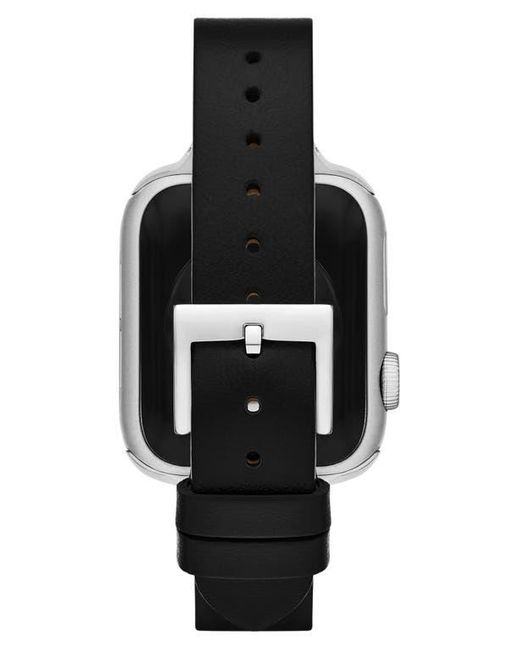 Tory Burch Black The 'T' Leather 14Mm Apple Watch Watchband