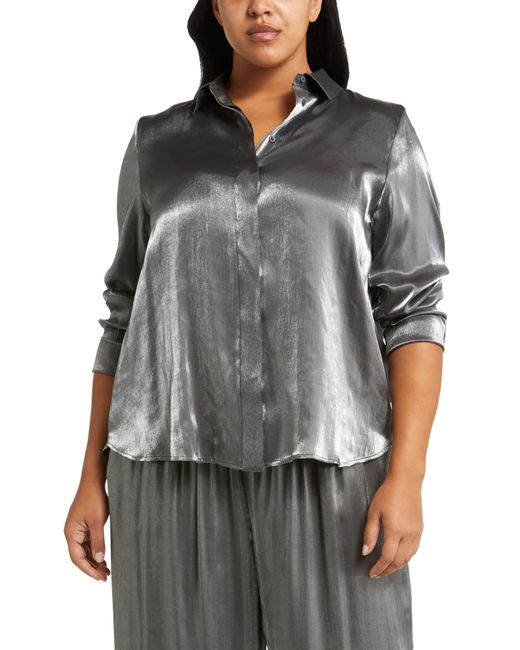 Nordstrom Gray Oversize Shine Shirt