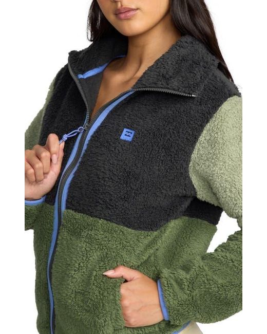 Billabong Green Switchback Zip High Pile Fleece Jacket