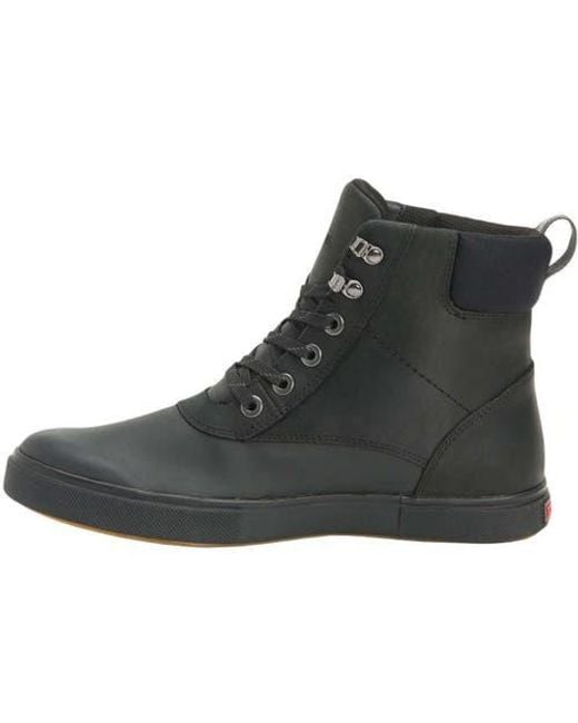 XtraTuf Black Leather Lace Ankle Deck Boot for men