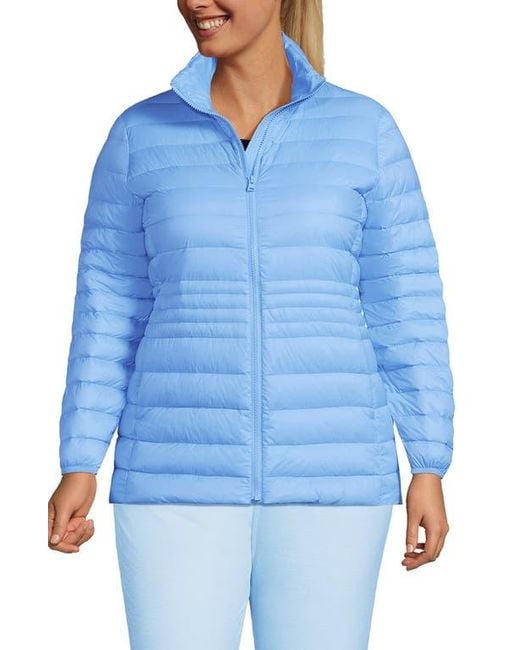 Lands' End Blue Wanderweight Ultralight Packable Down Jacket