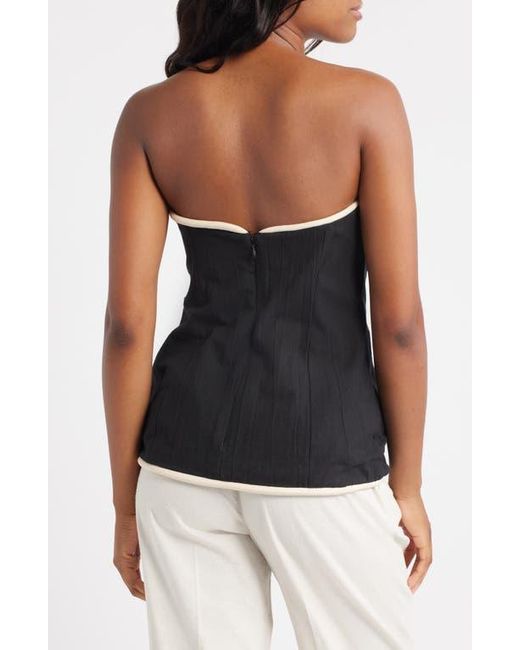TOPSHOP Black Contrast Binding Strapless Cotton Top