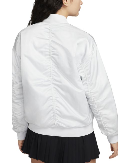 Nike White Sportswear Reversible Varsity Quilted Bomber Jacket