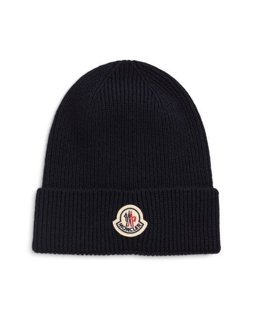 Moncler Blue Virgin Wool Rib Beanie for men