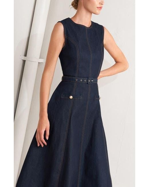 FREEMARKET Blue A-Line Denim Midi Dress