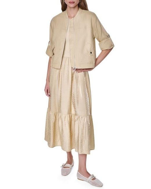 DKNY Natural Linen Blend Bomber Jacket