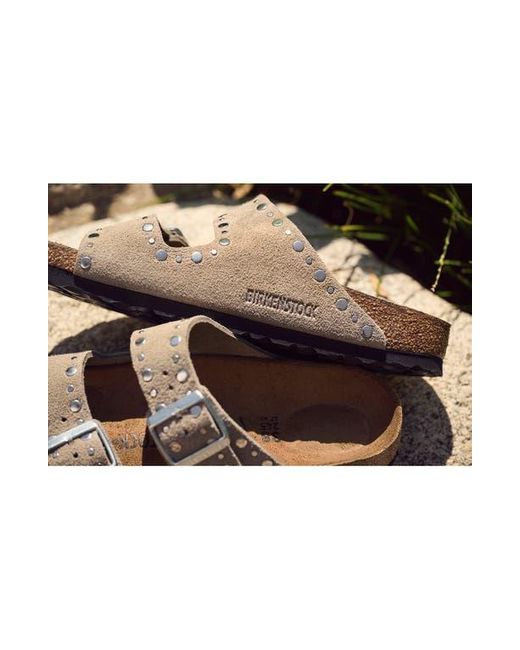Birkenstock Gray Arizona Rivets Studded Slide Sandal