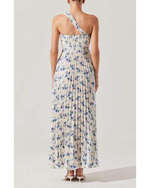 Astr Multicolor Rasya Floral Pleated One-Shoulder Maxi Dress