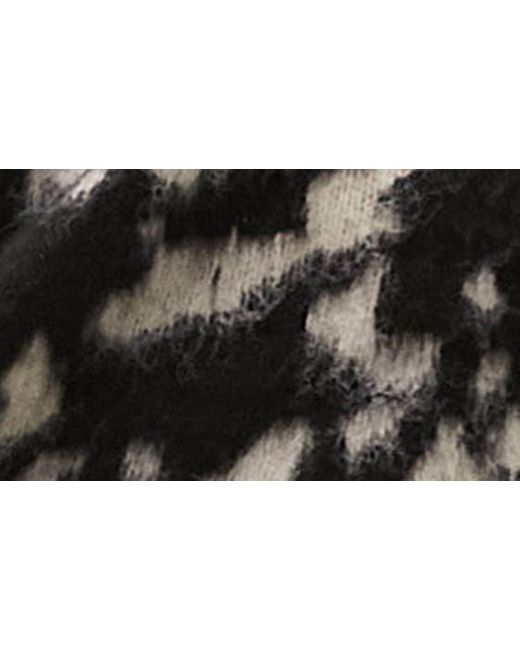 Topman Black Fluffly Animal Pattern Sweater for men