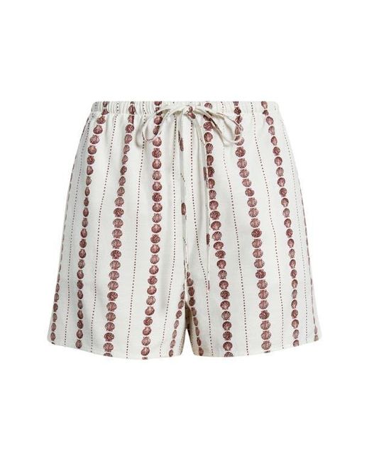 Cloth & Stone White Shell Print Drawstring Shorts