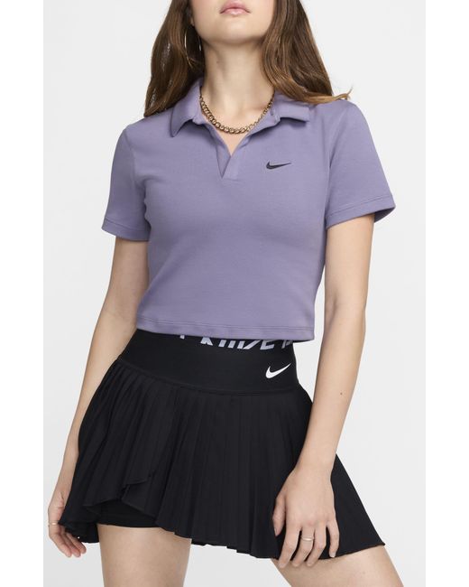 Nike Purple Essentials Stretch Crop Polo