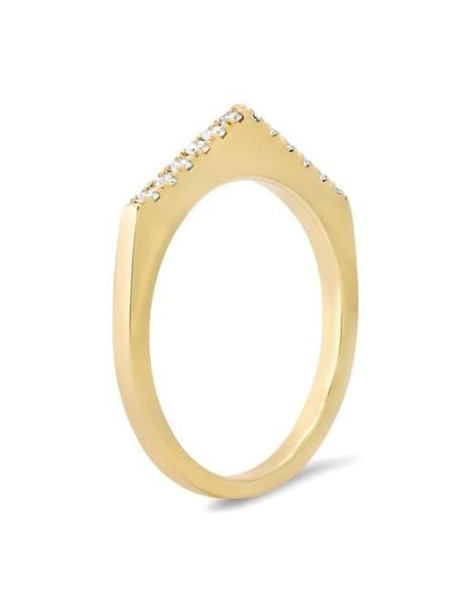 Elliot Young Metallic 14K Stackable Pave Point Ring
