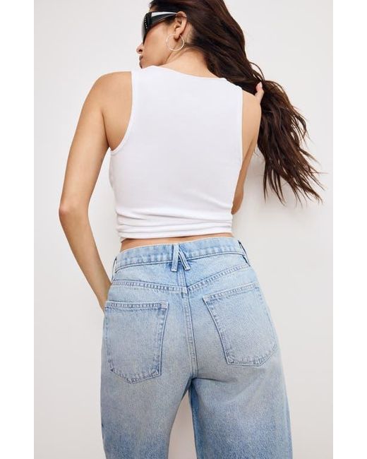 GOOD AMERICAN Blue Good Standard Raw Hem Denim Bermuda Shorts